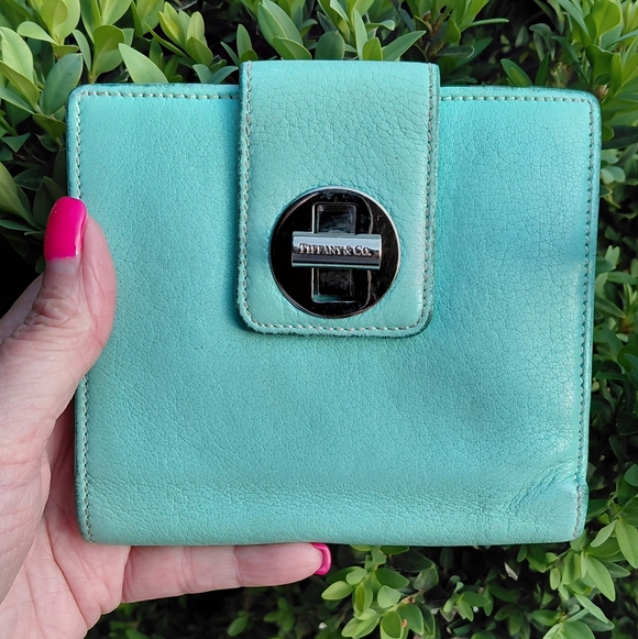 Tiffany & Co. Handbags - Tiffany & Co. Turquoise Blue Leather Turnlock Wallet